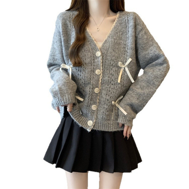 Damen Strickcardigan mit Schleifen Norvielle