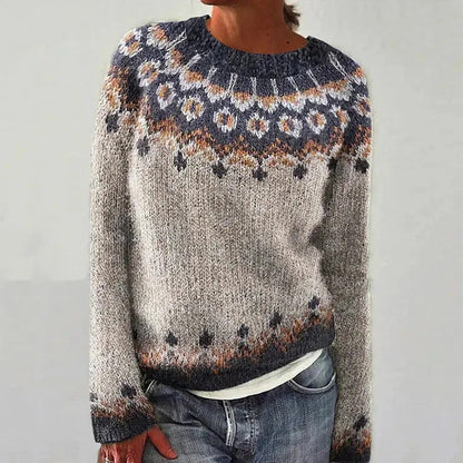 Damen Strickpullover Lebendiges Muster Komfortschnitt Norvielle
