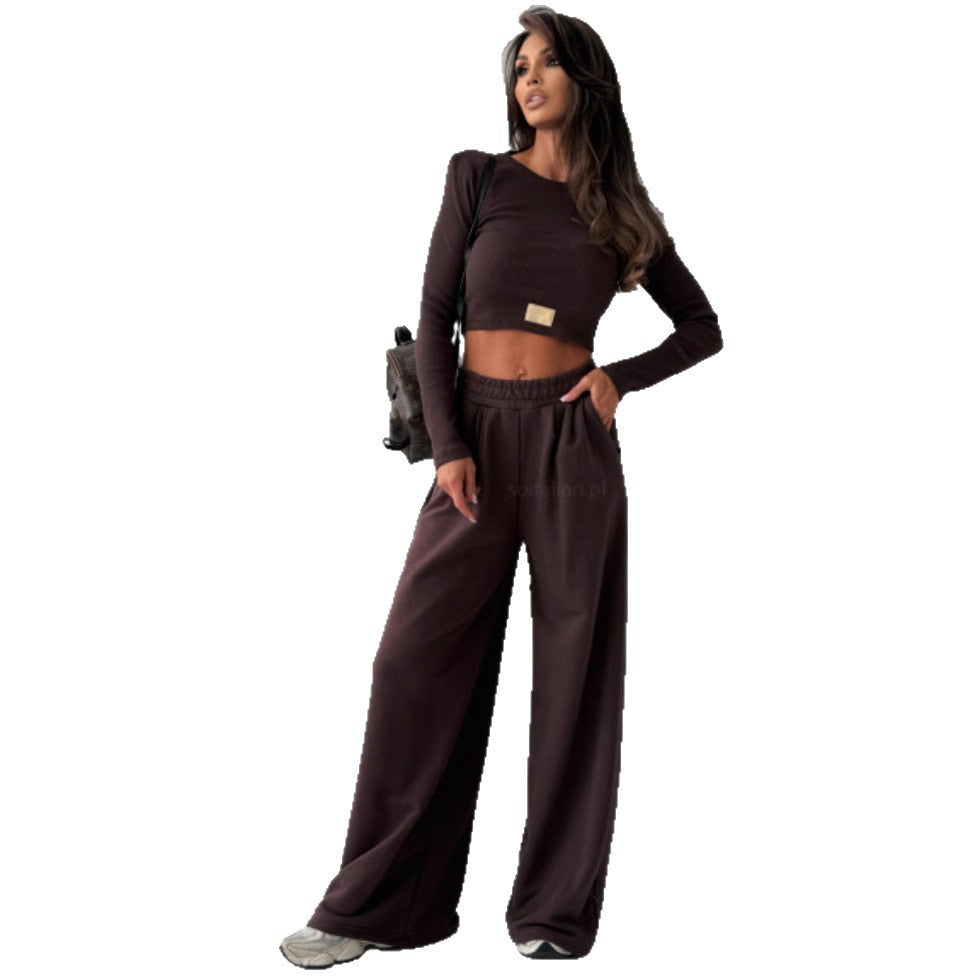 Damen Cropped Oberteil und Jogginghose Set Bequem Norvielle