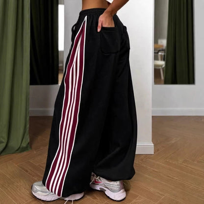 Damen Sportfreizeithose Elastischer Bund Seitliche Streifen