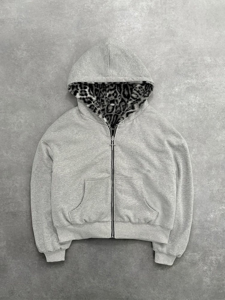 Damen Kapuzenjacke Tierfleece Innenfutter