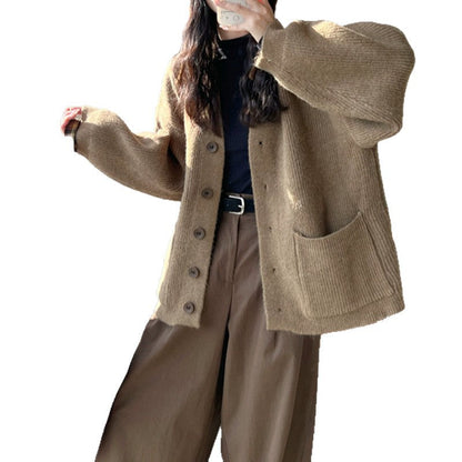 Damen Grobstrickjacke Norvielle mit Knöpfen und Taschen