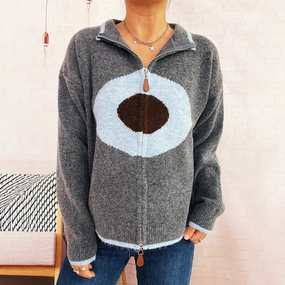 Damen Strickpullover Reißverschluss Kuschel Norvielle - Norvielle