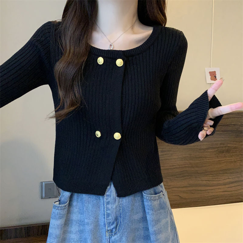Damen Cardigan aus Strickstoff mit Knöpfen Dunkelblau