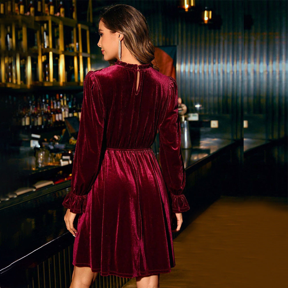 Damen Abendkleid Langärmlig Elastischer Bund Norvielle