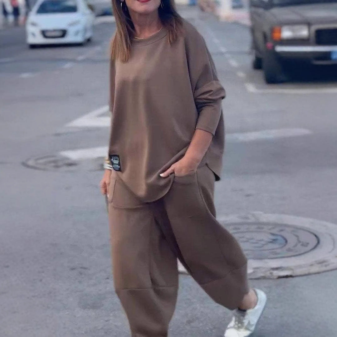 Damen Wohlfühl-Set Oversized Oberteil Bequeme Hose Norvielle