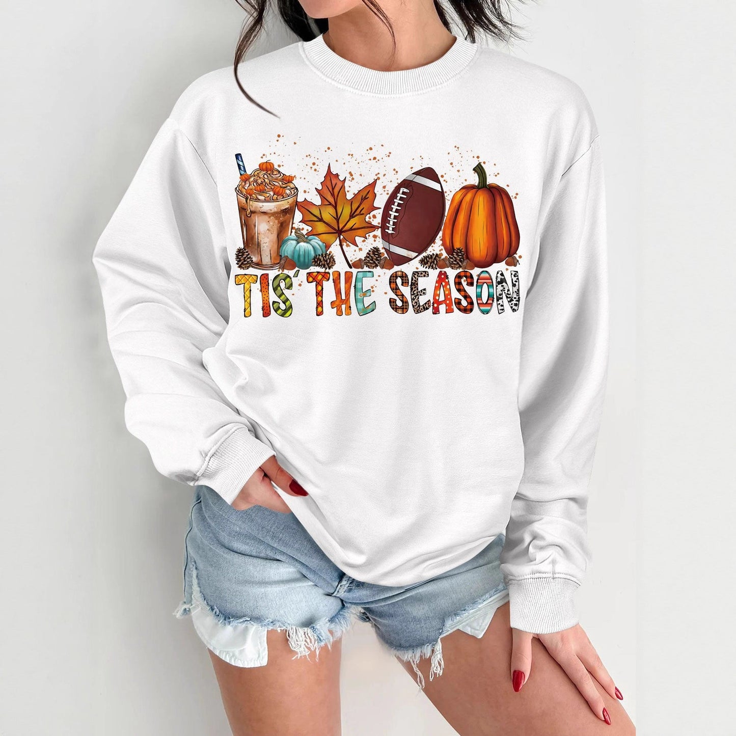 Damen Sweatshirt Herbstlich Motiv Lässiger Schnitt Norvielle