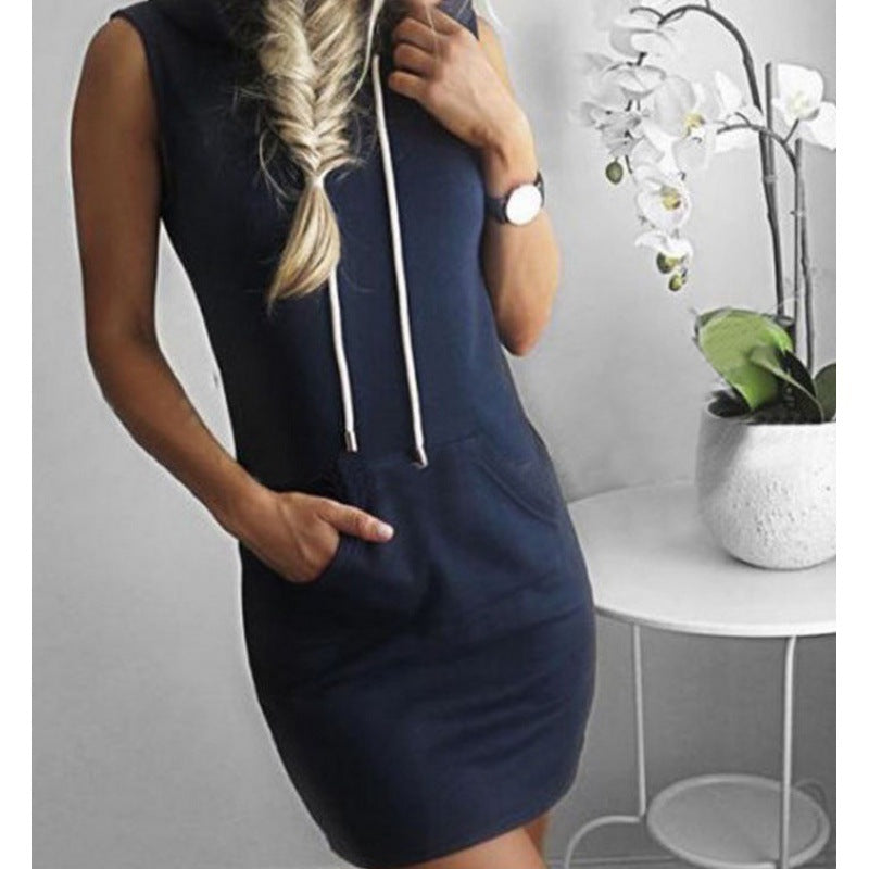 Damen Freizeitkleid Kapuze Taschen Norvielle