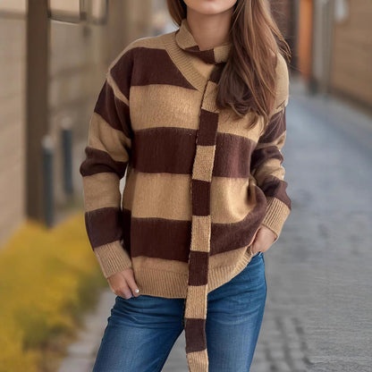 Damen Strickpullover Lässig mit Schlaufenakzenten Norvielle