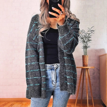 Damen Strickjacke Kontraststreifen Norvielle