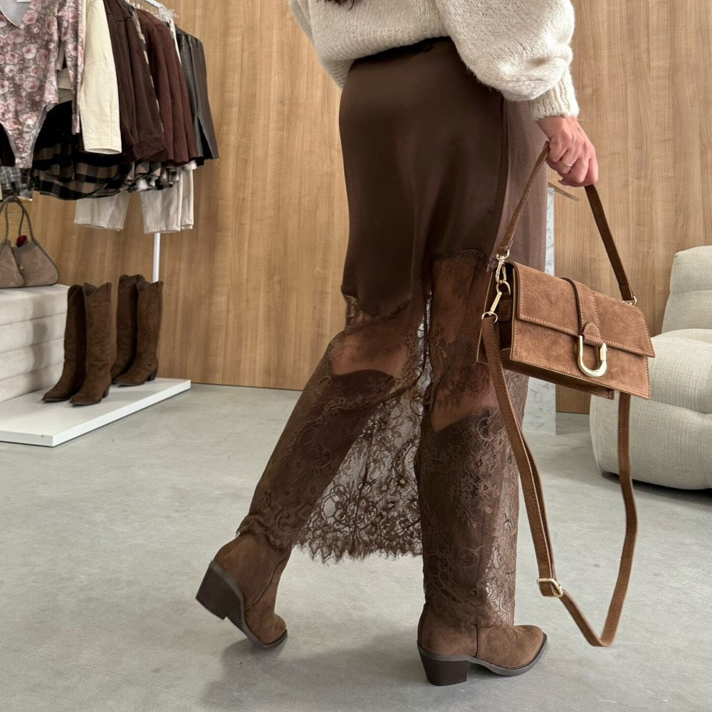 Damen Spitzenrock Asymmetrisch