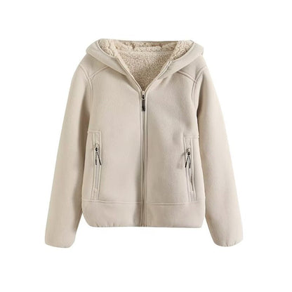 Damen Fleecejacke Kuscheliges Innenfutter Reißverschlusstaschen