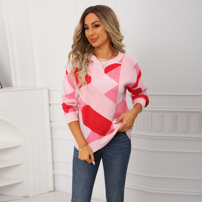 Damen Pullover Geometrisches Muster Norvielle