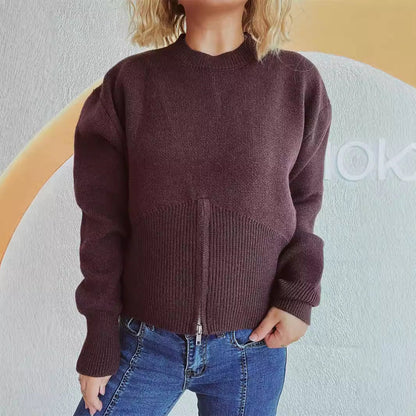 Damen Pullover Strukturiert Reißverschluss Locker Norvielle