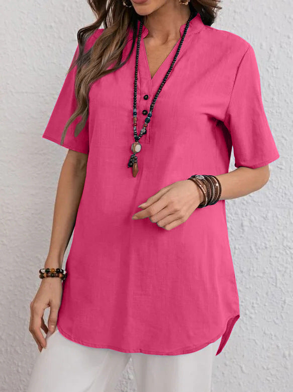 Damen Blusenshirt Kurzärmelig Modern Druckknöpfe Norvielle