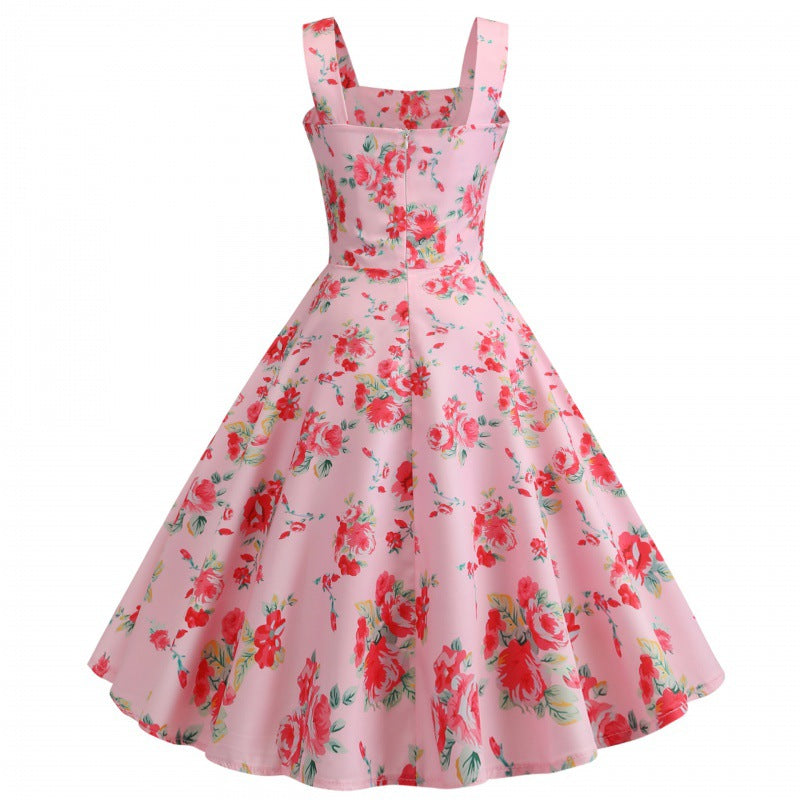 Damen Swingkleid Floralmuster Elegante Schürze