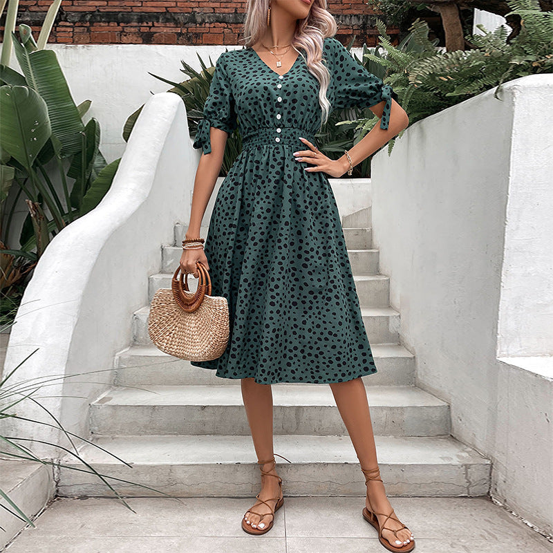 Damen Midi-Kleid Smock-Design Rüschen Blume Norvielle