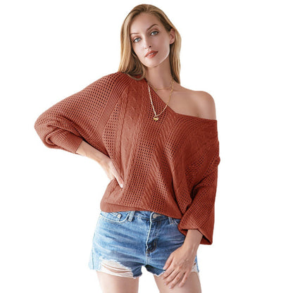 Damen Off-Shoulder Pullover Grobstrick Norvielle