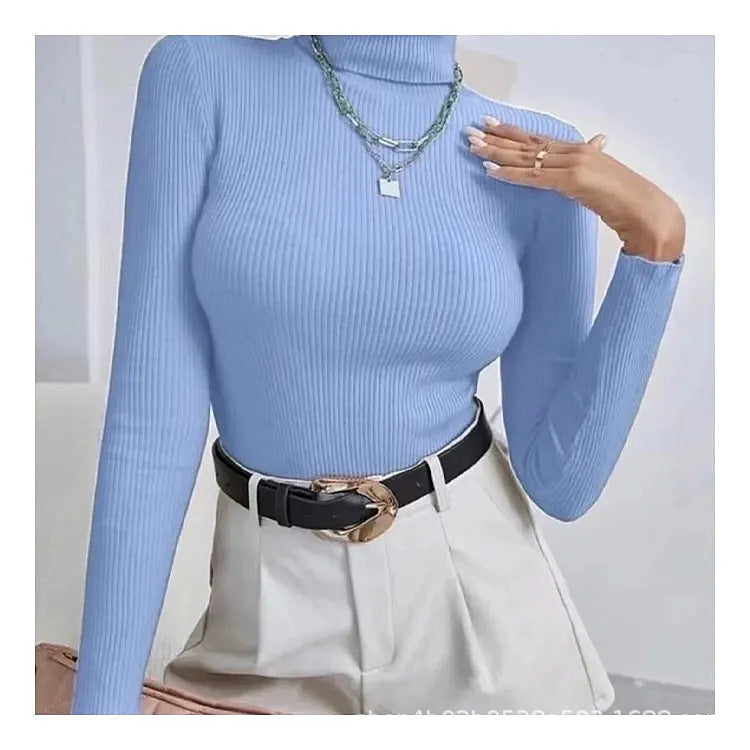 Damen Rollkragenpullover Rippstruktur Langarm Norvielle