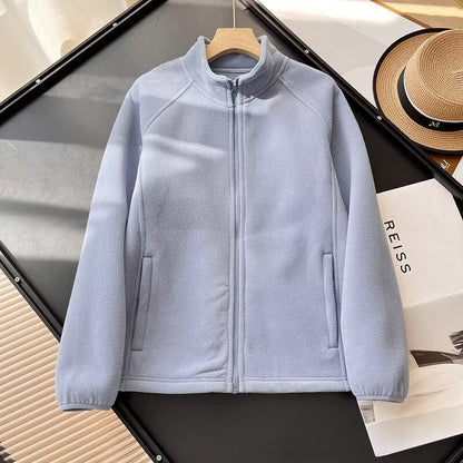 Damen Fleecejacke Hohler Kragen Kuschelig Grün Norvielle
