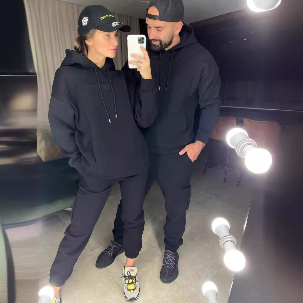 Damen Hoodie Jogginganzug mit Taschen und Kordelzug