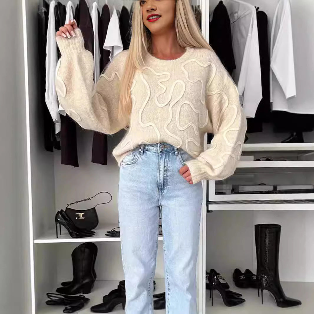 Damen Strickpullover Künstlermuster Norvielle