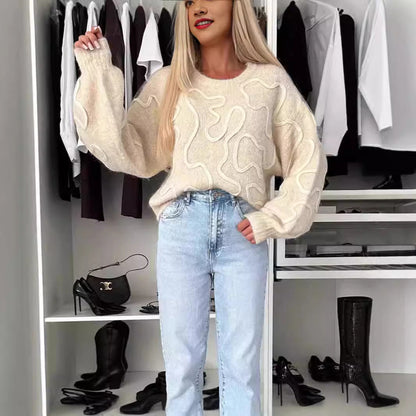 Damen Strickpullover Künstlermuster Norvielle