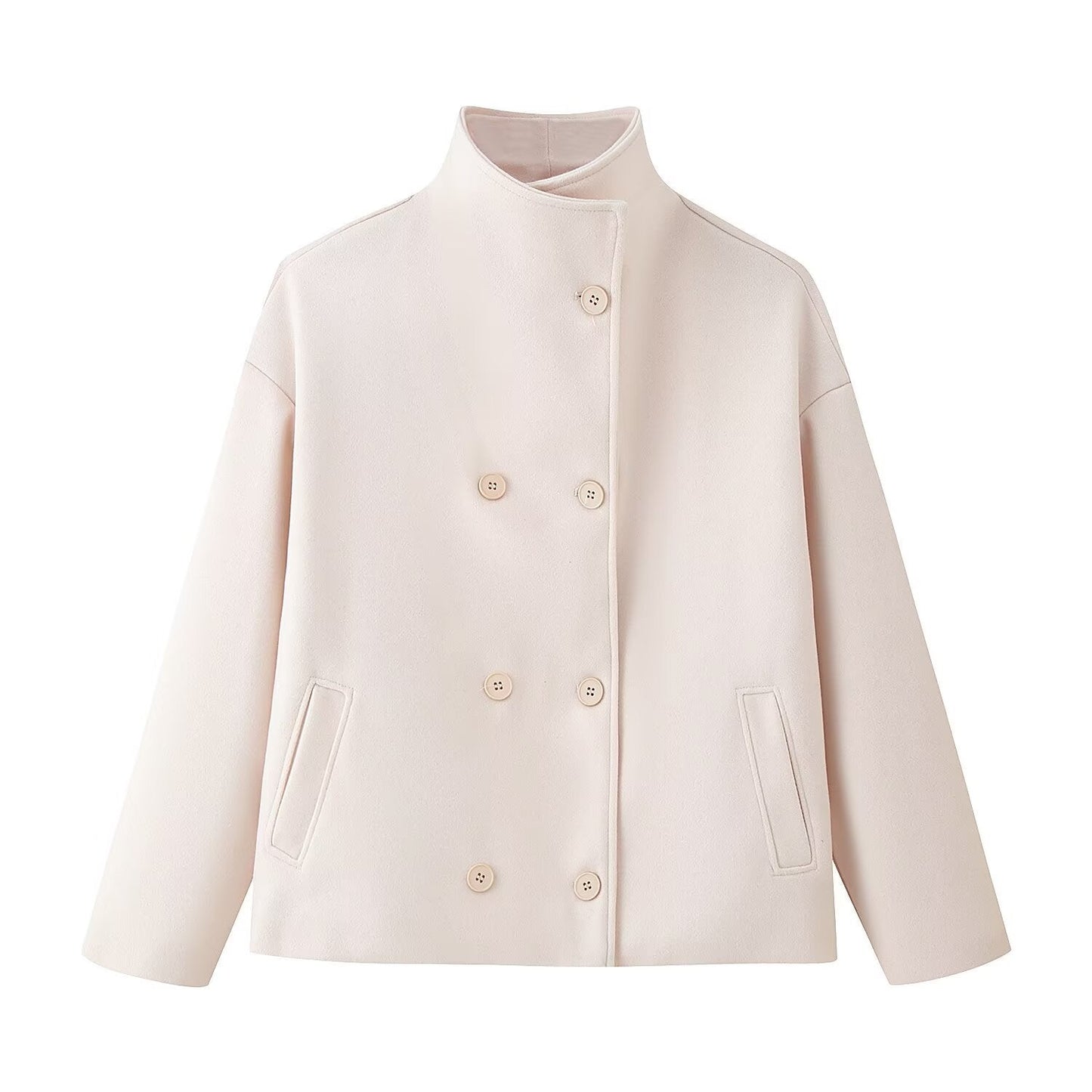 Damen Wolljacke Hochkragen Doppelknopf Norvielle