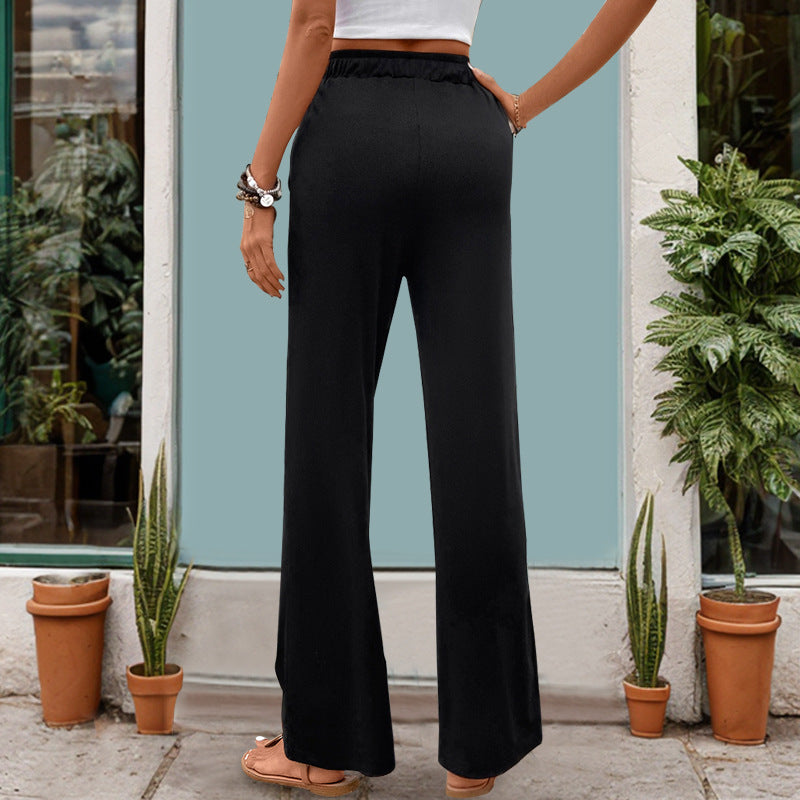 Damen Palazzo-Hose Elastischer Bund Seitentaschen Norvielle