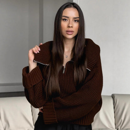 Damen Strickpullover Hochkragen Norvielle
