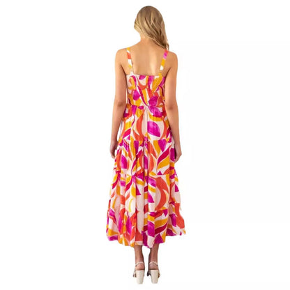 Damen Maxikleid Boho Blumenmuster Elastisch Bunt