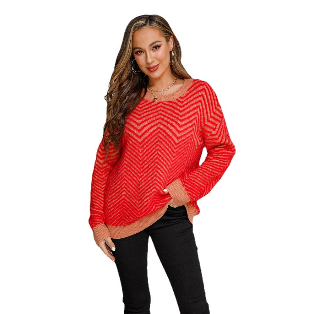 Damen Pullover Chevron Muster Norvielle