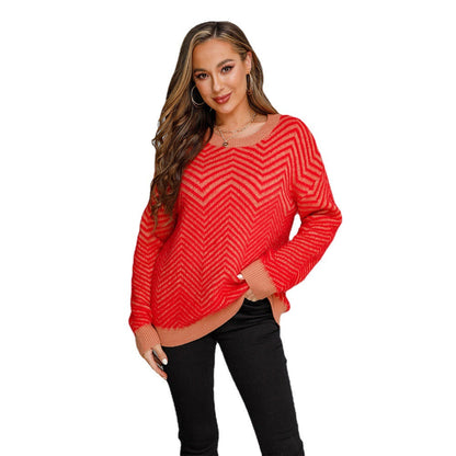 Damen Pullover Chevron Muster Norvielle