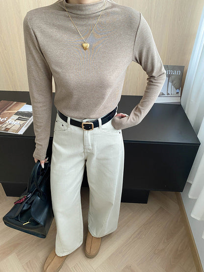 Damen Langarmshirt Stehkragen Elegantes Design Norvielle