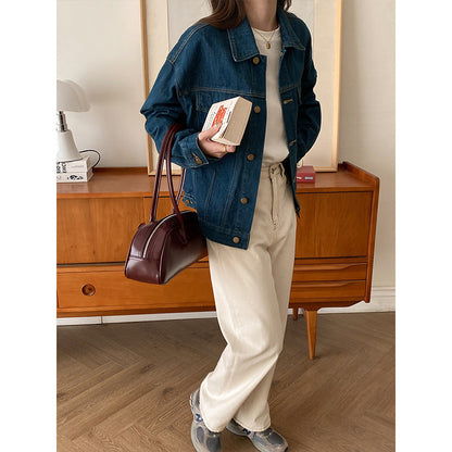 Damen Oversized Denimjacke Lässig