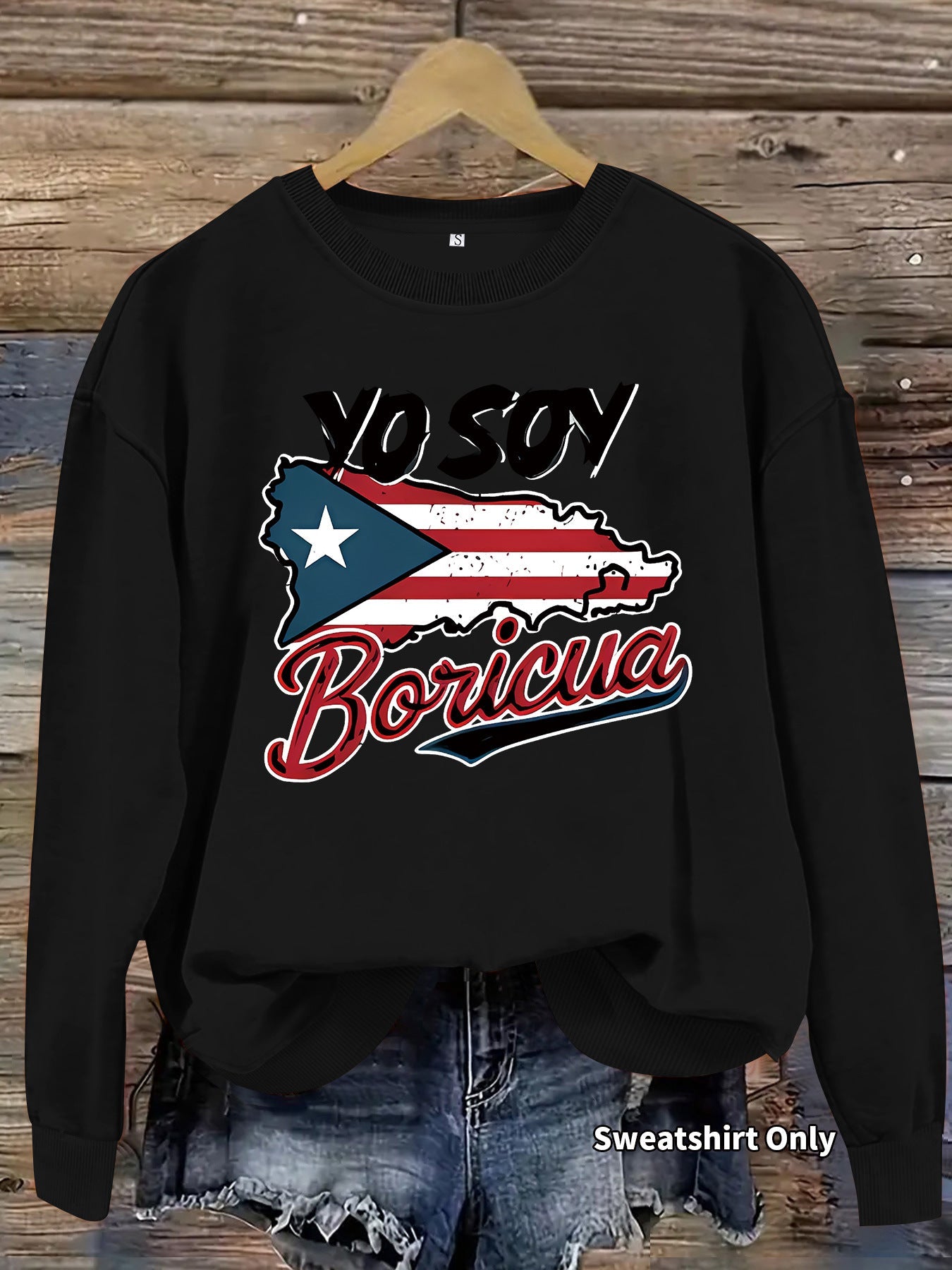 Damen Sweatshirt Puerto Rico Design Baumwolle Lässig Grau