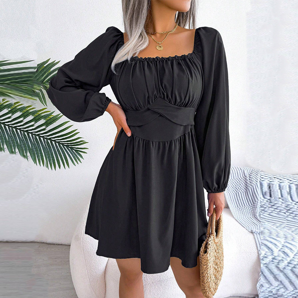 Damen Minikleid Gerafftes Oberteil Puffärmel Norvielle
