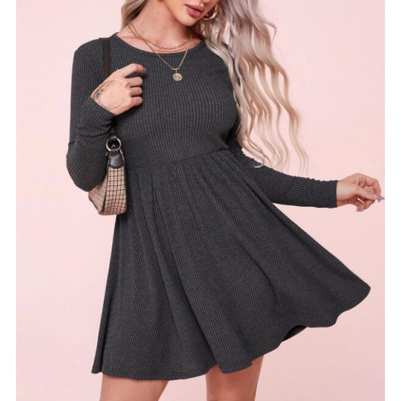 Damen Jerseykleid Länge Knie Langärmlig Norvielle