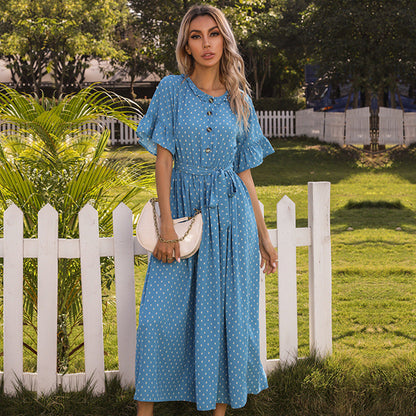Damen Midi-Kleid Knopfleiste Fließender Schnitt Norvielle