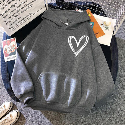 Damen Kapuzenpullover Herzmotiv Norvielle