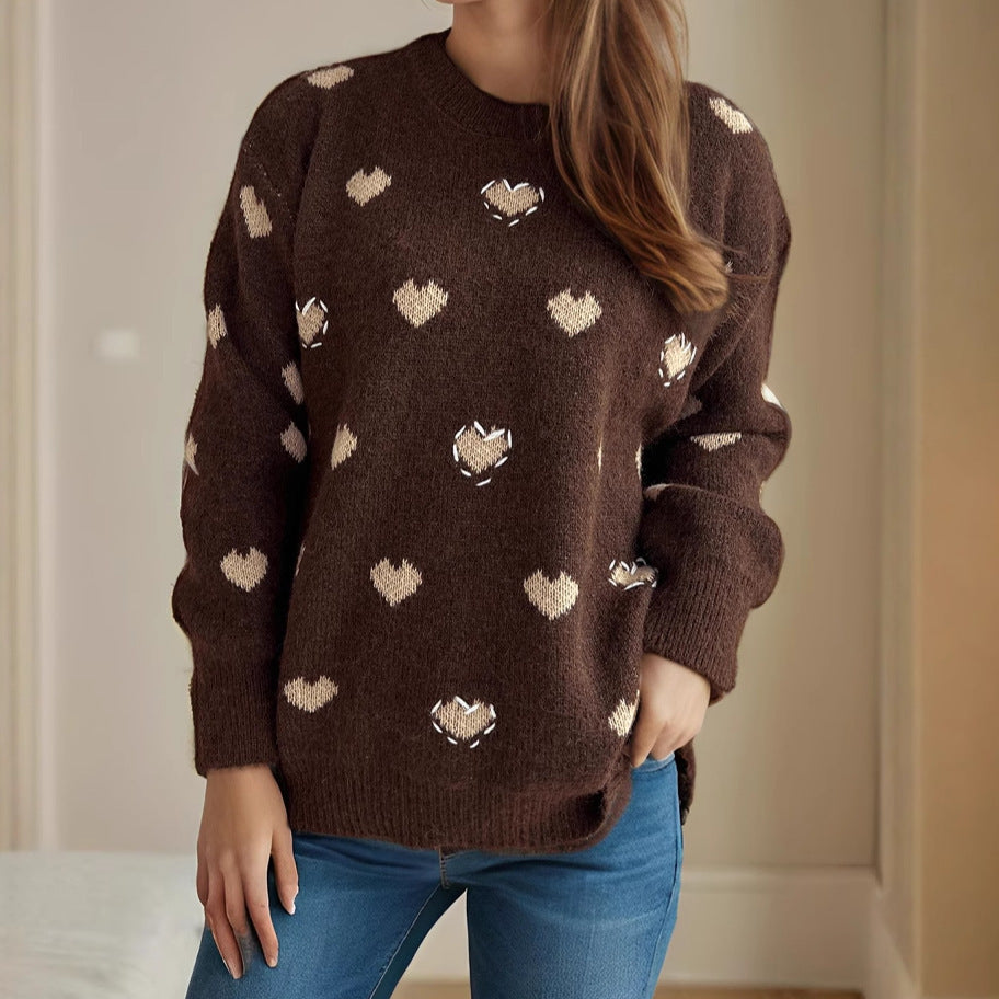 Damen Pullover Weich Herzdesign Norvielle
