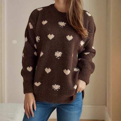 Damen Pullover Weich Herzdesign Norvielle