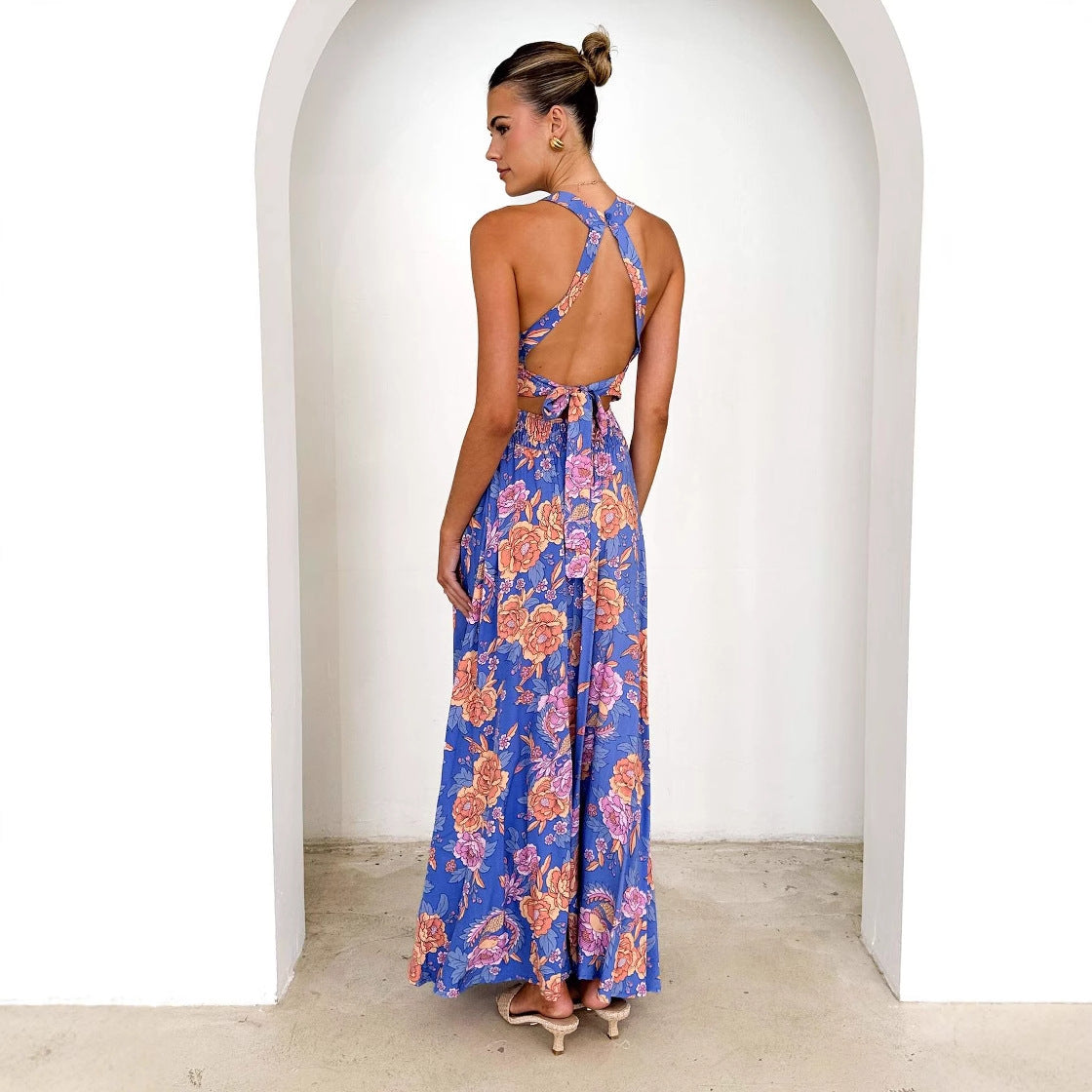 Damen Maxikleid mit Blumenmuster Racerback