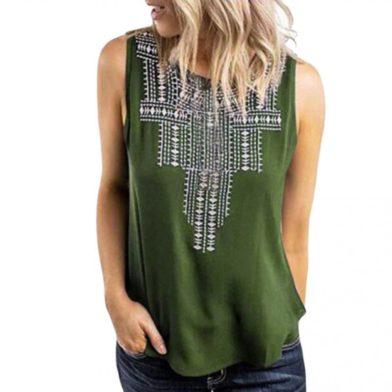 Damen Ärmelloses Oberteil Exotisches Stickdesign Norvielle