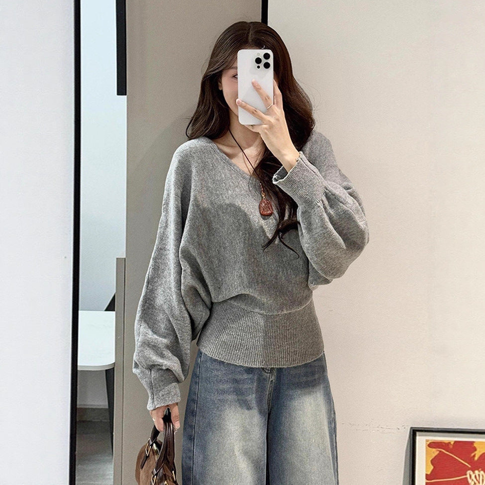 Damen Pullover V-Ausschnitt Bindegürtel Norvielle