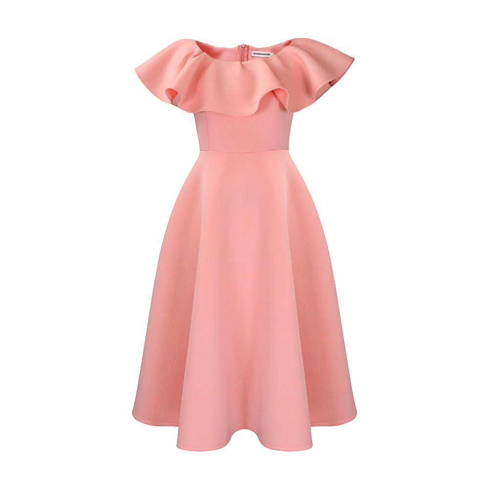 Damen Midikleid Elegant Volant Tailliert Norvielle