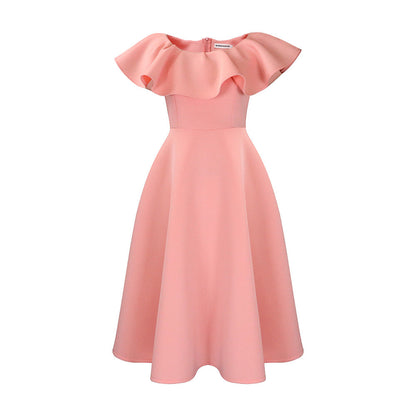 Damen Midikleid Elegant Volant Tailliert Norvielle