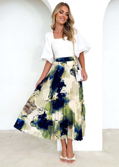 Damen Plissee-Rock Florales Muster Elastischer Bund