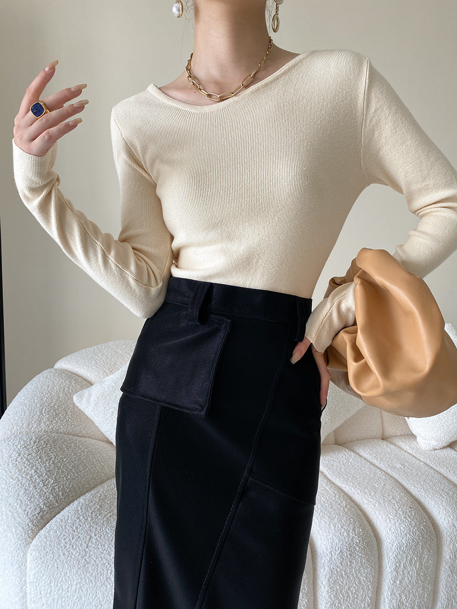 Damen Langarmshirt Feine Rippstruktur Norvielle
