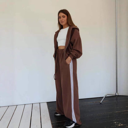 Damen Sportliches Lounge-Set Cropped Hoodie Weite Passform